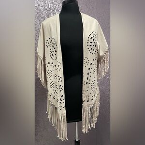 Hollister Faux Suede Fringe Cutout Kimono Cardigan Jacket